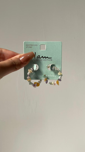 گوشواره زنانه گرد مدل سنگ های طبیعی