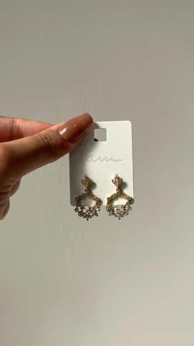 گوشواره زنانه جواهری مدل قلب دنباله دار