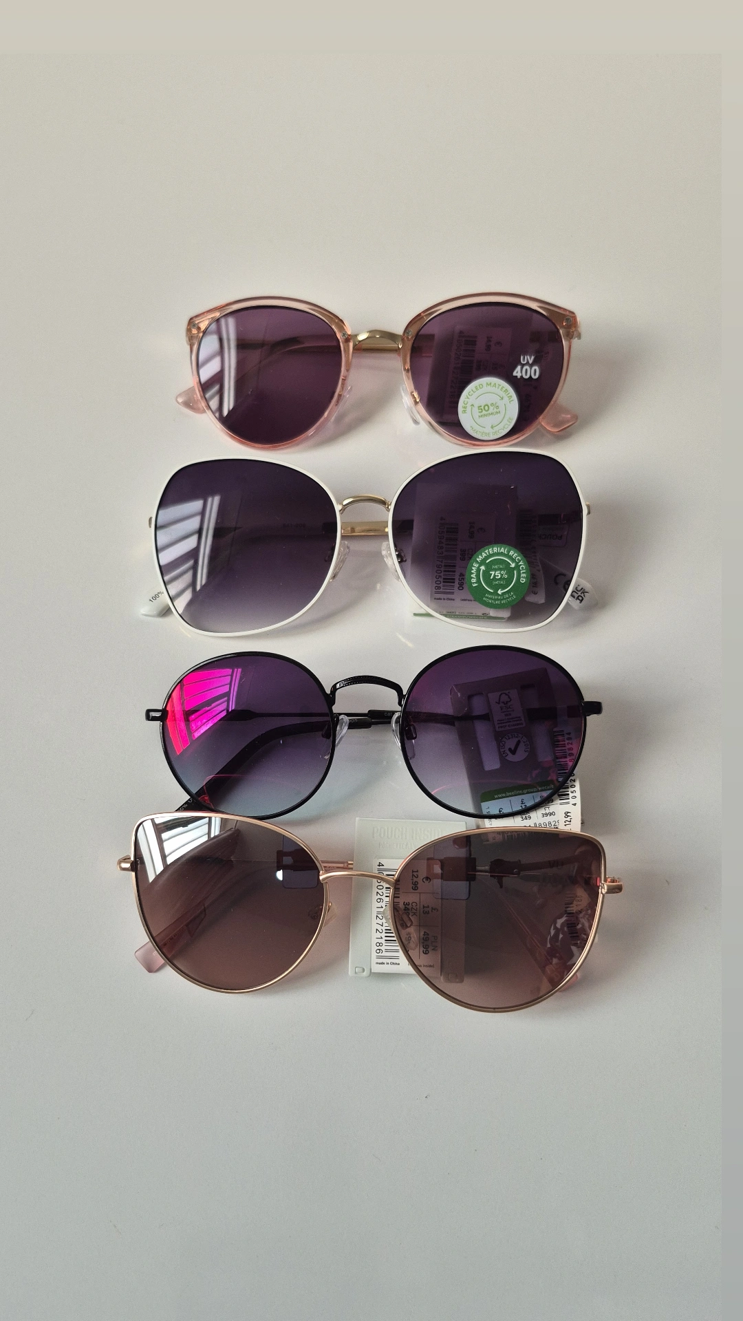 عینک آفتابی زنانه مدل آینه ای با کاور زیپی هدیه 🎁